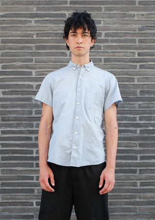 Short Sleeve Single Needle Shirt, Stripe Nardo Grey