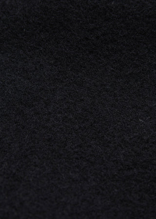 Close up of the black melton wool fabric 